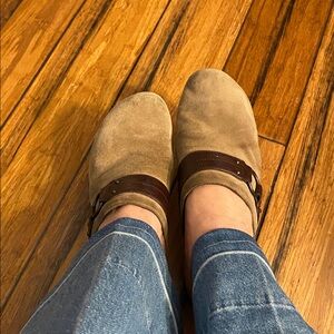 Tan and Brown Heeled Mules - Born Crown Size 12 / 44